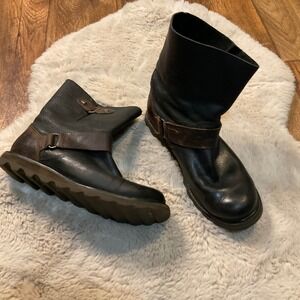 Sorel Boots Size 7 Scotia Comfort Waterproof Short Leather Moto Biker‎ Brown